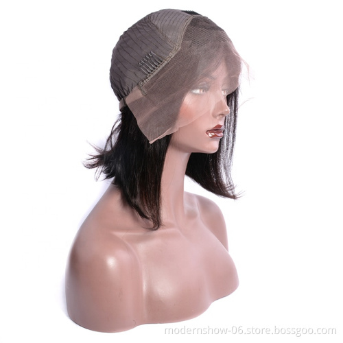 the cheapest human hair 8 10 12 14 inch short Brazilian straight human hair bob transparent lace front wig for summer